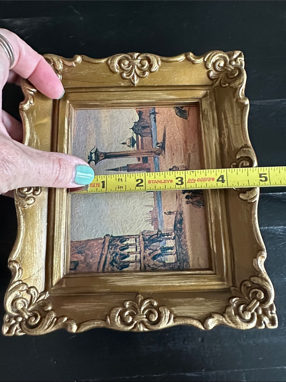 Ornate Gold Plastic Frame Piazzetta Venetian Style Miniature Painting - Picture 7 of 7